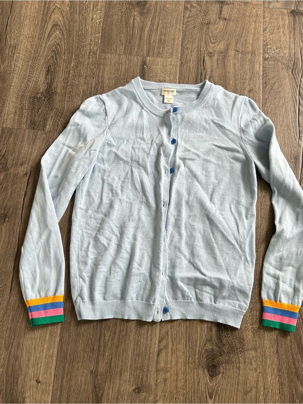 Crewcuts Light Blue Button-Front Girls Cardigan with Bright Buttons